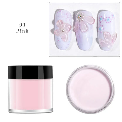 10g White Pink Clear Acrylic Powder for Nail Professional Acrylic Nail Powder Polymer for Carving Dip 3D French Nails Extension