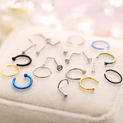 22 Pcs De Costume Faux Anneau De Nez Boucles D'oreilles Mode Punk Non-nez-piercing Septum Bijoux Pour Femmes