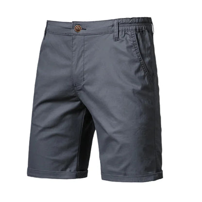 2021 New Summer 100% Cotton Solid Shorts Men High Quality Casual Business Social Elastic Waist Men Shorts 10 Colors Beach Shorts