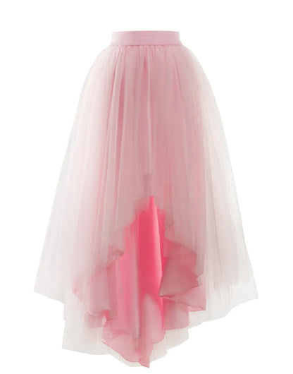 MisShow Jupe longue asymétrique en tulle style gothique punk pour femme, taille élastique, maille, costume de soirée, bal, cocktail, longue robe tutu