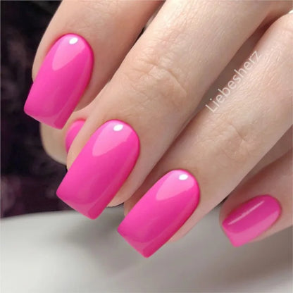 Acrylic Long Square Fake Nail With Glue Sticker 24Pcs Glossy Black Press On False Nails For Gluing DIY Manicure Finger Tips