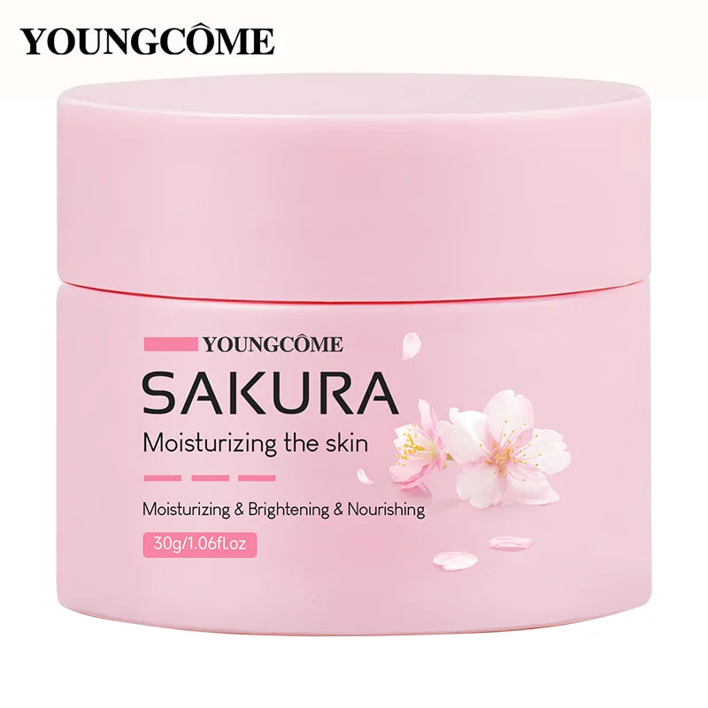 Crème Sakura Essence, Hydratant Visage Fleurs de Cerisier pour Peaux Sèches et Rugueuses, Anti-Âge, Lifting du Visage, Nourrissant, Réparateur au Collagène