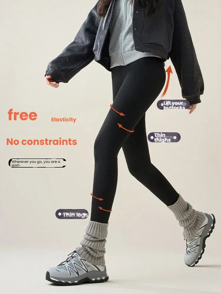 New Winter Thermal Fleece Lined Leggings Women's Outdoor Wear Thickened Plush Trousers Cold Weather Warm Pants Woman Clothing