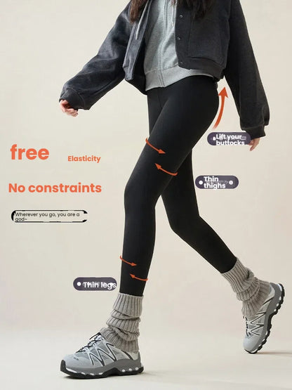 New Winter Thermal Fleece Lined Leggings Women's Outdoor Wear Thickened Plush Trousers Cold Weather Warm Pants Woman Clothing