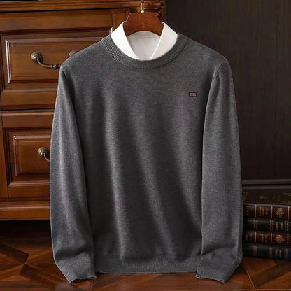 Winter New Men's 6XL Cashmere Cold Resistant Clothing Round Neck Solid Color Pullover Warm Sweaters Casual Pullover Logo Tops