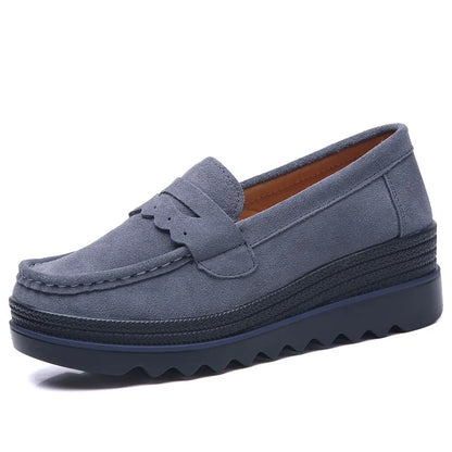 EOFK Printemps Automne Femmes Mocassins Plats Plateforme Dames Cuir Véritable Confort Compensées Mocassins Orthopédiques Chaussures Décontractées à Enfiler
