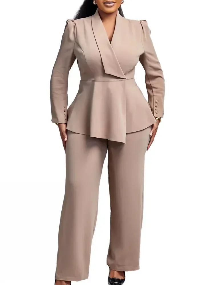 2 Piece Women Sets Plus Size  New Arrival Matching Two Pieces Sets Blazer Coat Top Pants Suits Outfits Clothing