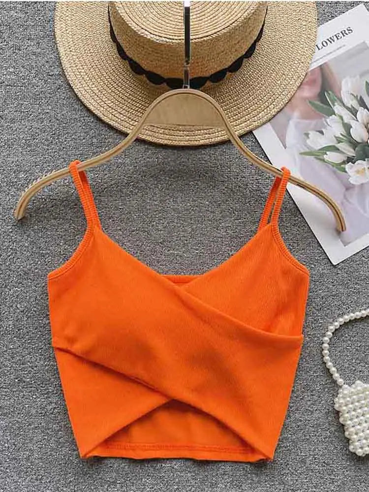 Débardeur Femme Élégant Chic et Mince, Camisole de Sport Décontractée Irrégulière, Bretelles, Couleur Unie, Tendance 2023 Y2K