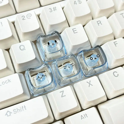 Cute MAO Profile WASD Keycpas Cat-shaped Animate Cartoon Expression Emoji Kaomoji Key Caps for MX Switch DIY Mechanical Keyboard