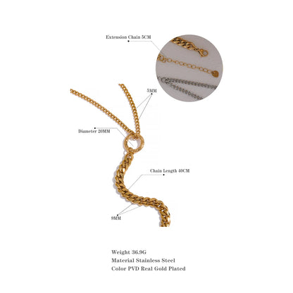 Yhpup Gold Color Chain Statement Necklace for Women Stainless Steel Metal Charm Simple Jewelry Bijoux Acier Inoxidable Femme