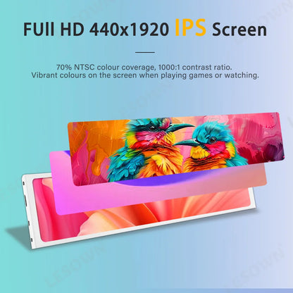 LESOWN 11.3'' Portable Auxiliary Monitor Stretched Display 440x1920 Ultra Slim Bar Screen for Laptop PC Ps Pr Additional Monitor