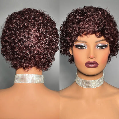 Short Curly Human Hair Wigs For Women Full Machine Made Kinky Curly Wigs Human Hair 150% Density Pixie Cut Wig