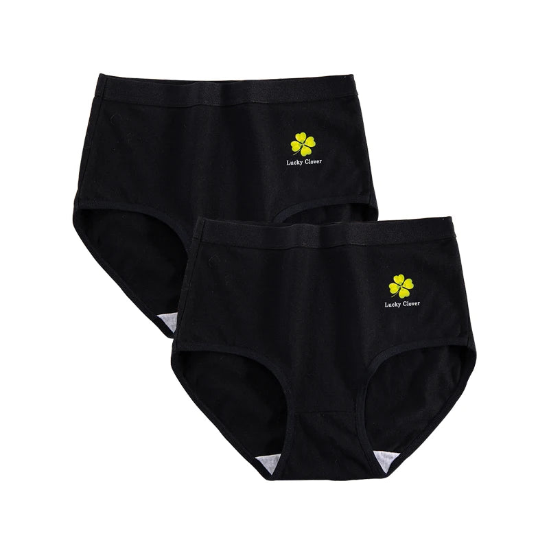 FallSweet 2 Pcs/Lot Cotton Underwear Women High Waist Panties Comfortable Solid Color Underpants Plus Size Lingerie M-XXXL