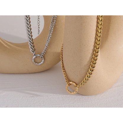 Yhpup Gold Color Chain Statement Necklace for Women Stainless Steel Metal Charm Simple Jewelry Bijoux Acier Inoxidable Femme