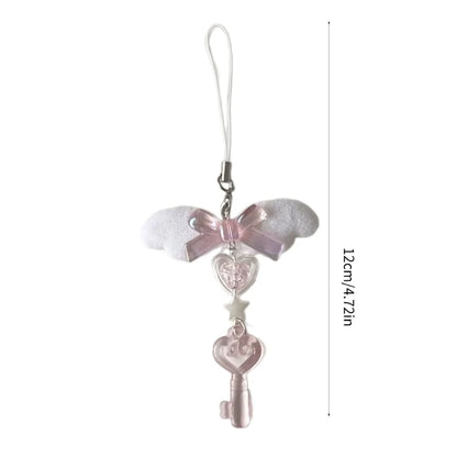 Delicate Bowknot Chain Charm Handmade Angel Wing Beaded Phone Charm Phone Chain For Fashionable Individuals