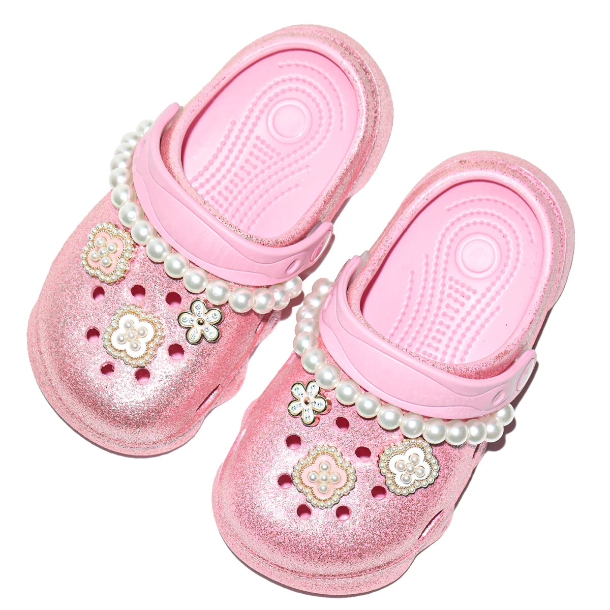 Kids' Glitter Clog, Lightweight EVA Garden Shoes, Waterproof Non-Slip Sandals, Comfortable Slip-On Shoes for Indoor Outdoor 1214