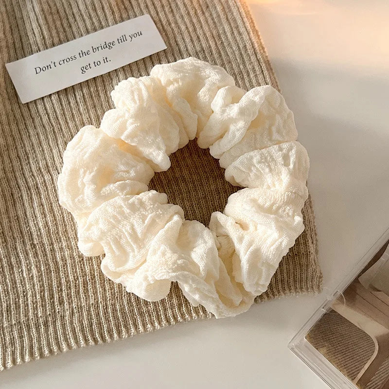 Simple Solid Color Large Intestine Hair Rope for Women Elegant High Ponytail Hair Rope Fashion Girl Meatball Head Scrunchie
