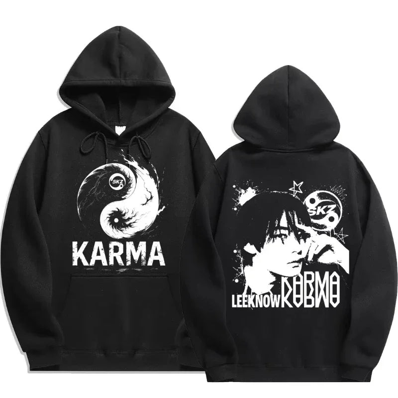 KPOP 4ème Album "KARMA" Sweat à capuche oversize unisexe même style FELIX HAN BANGCHAN CHANGBIN HYUNJIN LEE KNOW Vêtements K-POP