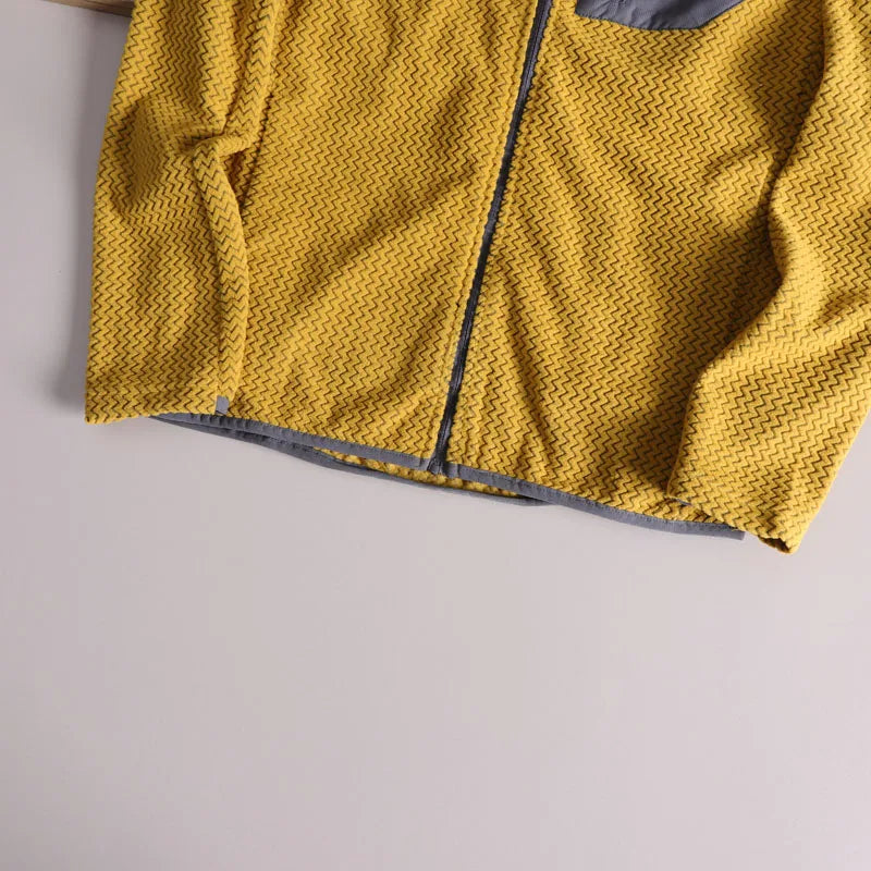 Outdoor Jacket, Casual, Fishing, Cycling, Camping, Hiking, Mountaineering, Trekking, Wave Pattern, Stand-up Collar Fleece Jacket