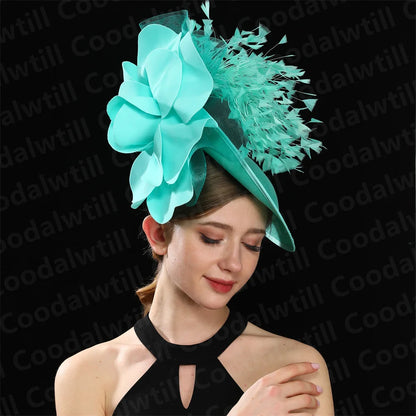 Big Flower Wedding Fascinator Hat Women Formal Party Tea Headpiece Ladies Cocktail Church Chapeau Cap Headband Woman Millinery