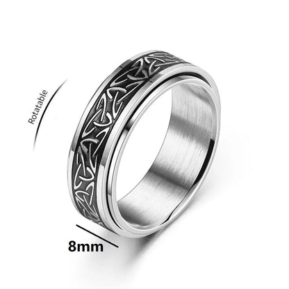 Bagues Runiques Nœud Celtique Viking pour Hommes Bague Pivotante Anti-Stress en Acier Inoxydable Anillo Antiestres