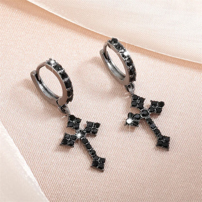 Fashion Luxury Zirconia Cross Dangle Earrings For Women Minimalist Personalized Ear Buckle Jewelry Accessory