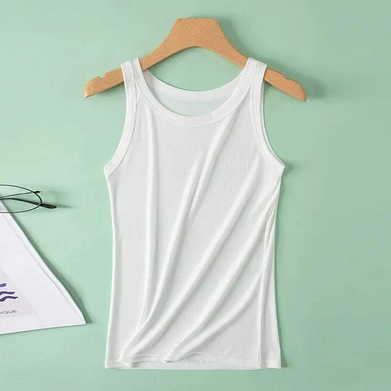 Ladies Four Seasons Solid Color Vest Fashion Joker Young Woman Threaded Camisole plus Size Bottoming Vest