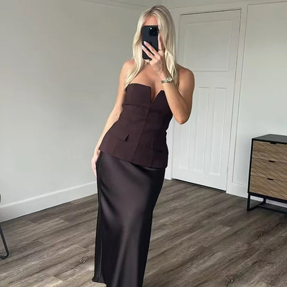 MUJER off Shoulder Tube Top Women Sexy Strapless Crop Top Woman Fashion Backless Short Tops for Women Spring Bustier Vest Top
