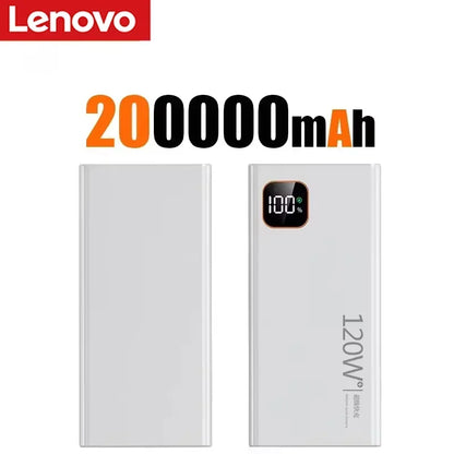 Batterie externe portable Lenovo 500000 mAh 120 W, charge ultra-rapide, grande capacité, Powerbank pour Xiaomi iPhone