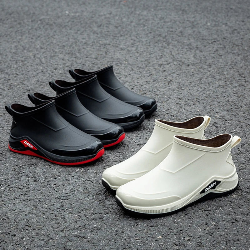 Men Rain Boots Non-slip Shoes Outdoor Rain Boots Casual Outdoor Short-tube Working Fishing Rubber Shoes Waterproof Shoes for Men