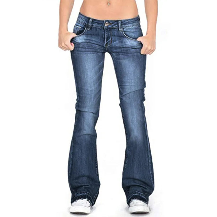 Jean évasé noir taille basse printemps-été, décontracté, vintage, coupe étroite, patte d'éléphant, style mom jean coréen, slim en denim, pantalon long Y2k