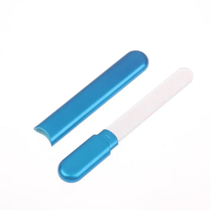 Portable Crystal Glass Nail File with Protective Case, Professional Nail Buffer for Natural & Acrylic Nails