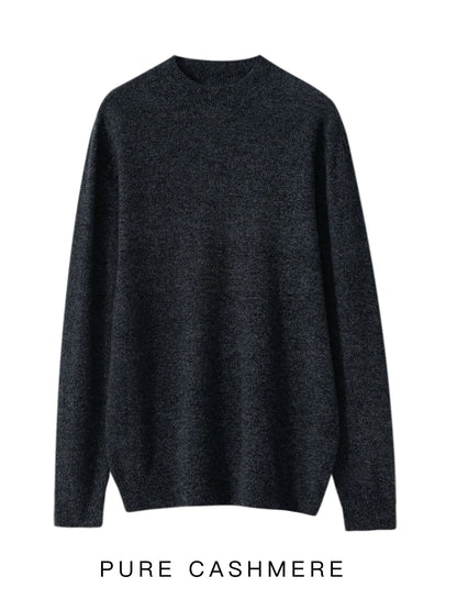 New Men's 100% Merino Wool Mock Neck Pullover Soft Warm Jumpers Quality Cashmere Sweater Casual Smart Knitwear Basic Tops Clothi