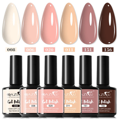 Lot de 6 vernis à ongles gel, couleur tendance thé au lait, gel UV LED pour nail art, facile à appliquer et à enlever, pour manucure à domicile ou en salon