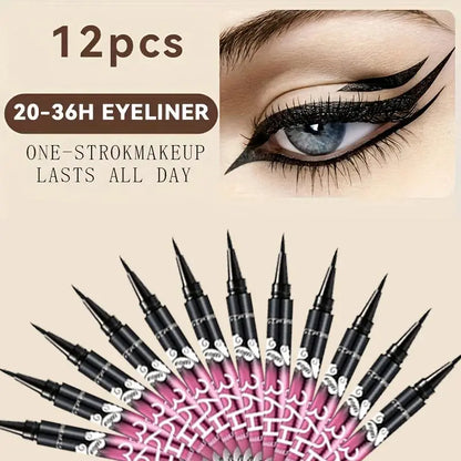 12 PCS Eyeliner Liquide Ultimate Noir Maquillage Waterproof Longue Tenue