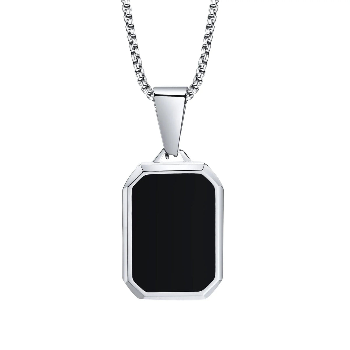 Colliers pendentifs géométriques simples pour hommes femmes en acier inoxydable bijoux rectangles Cadenas Para Hombre Collares Para Mujer