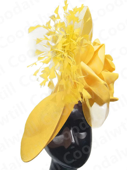 Big Flower Wedding Fascinator Hat Women Formal Party Tea Headpiece Ladies Cocktail Church Chapeau Cap Headband Woman Millinery
