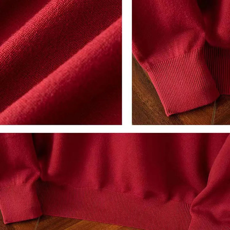 Winter New Men's 6XL Cashmere Cold Resistant Clothing Round Neck Solid Color Pullover Warm Sweaters Casual Pullover Logo Tops