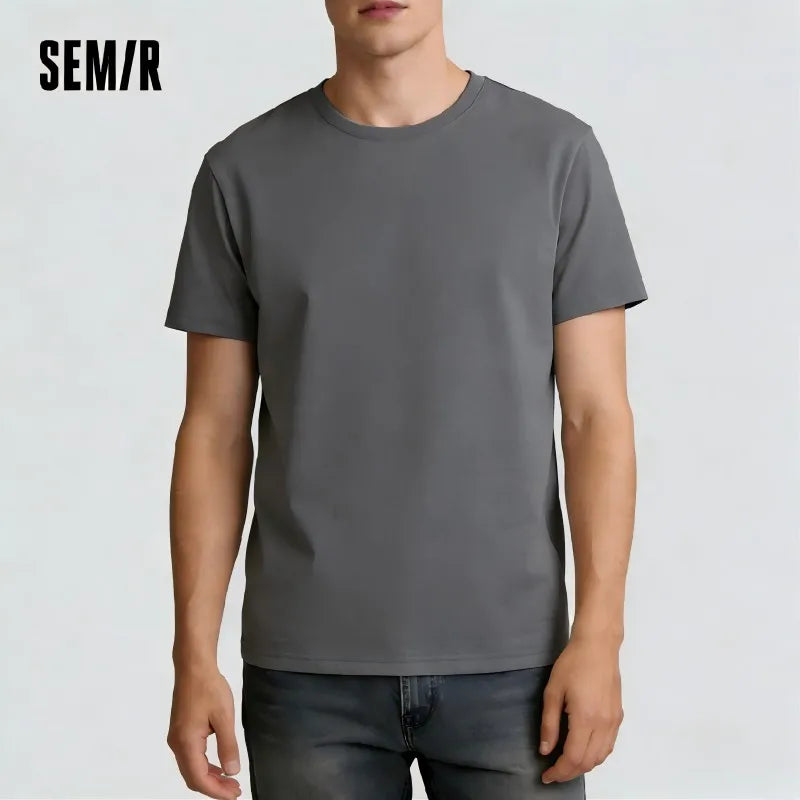 Semir Short Sleeve T-Shirt Men Pure Cotton Bottoming Shirt 2026 New Spring Solid Color Inner Layer Top Versatile White T-Shirt