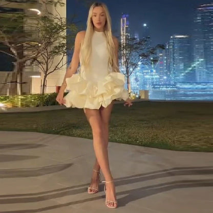 Vêtements chics bouffants à volants pour femme 2026 Robes courtes élégantes Y2K Robe exquise haut de gamme pour soirée en boîte de nuit
