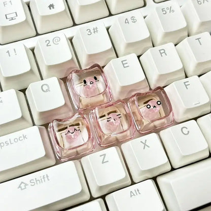 Cute MAO Profile WASD Keycpas Cat-shaped Animate Cartoon Expression Emoji Kaomoji Key Caps for MX Switch DIY Mechanical Keyboard