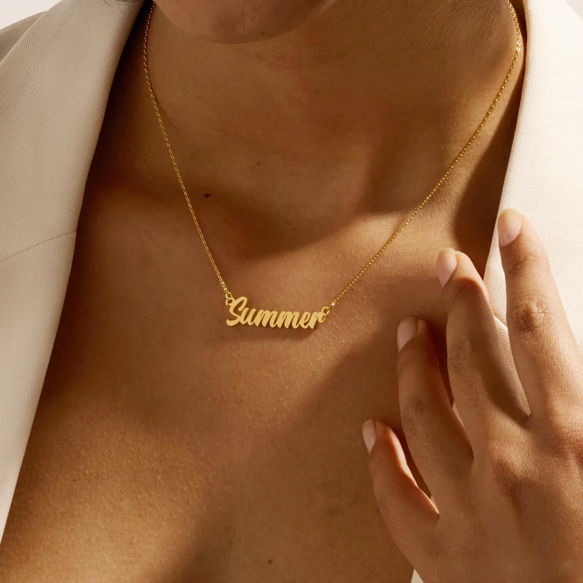 Collier Personnalisé Prénom en Cursif pour Femme Pendentif Lettre en Acier Inoxydable Bijoux Homme Chaîne Ras du Cou Personnalisé
