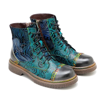 Bottes hautes 2 cm Cuir de mouton Broderie Couture Ethnique Mi-printemps Automne ZIP Femme Grande Taille Chaussures de créateur pour femmes