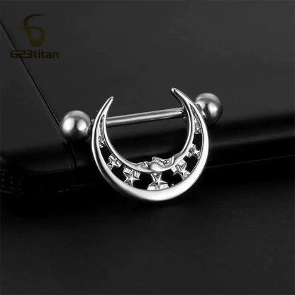 2 bagues de mamelon en zircon couleur argent hypoallergéniques 14G 16mm en titane, piercing barbell droit, bijoux de plage sexy, ornement pour femme