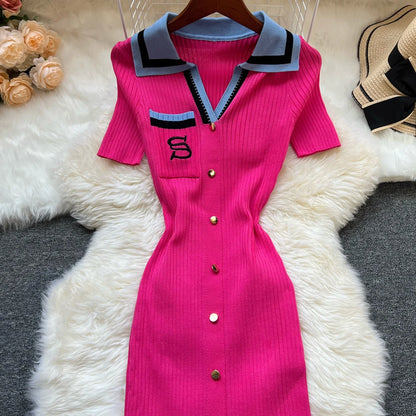 YuooMuoo Brand Fashion Summer Knitted Dress Women 2025 New Y2K Embroidery Long Bodycon Sweater Dress Streetwear Lady Vestidos
