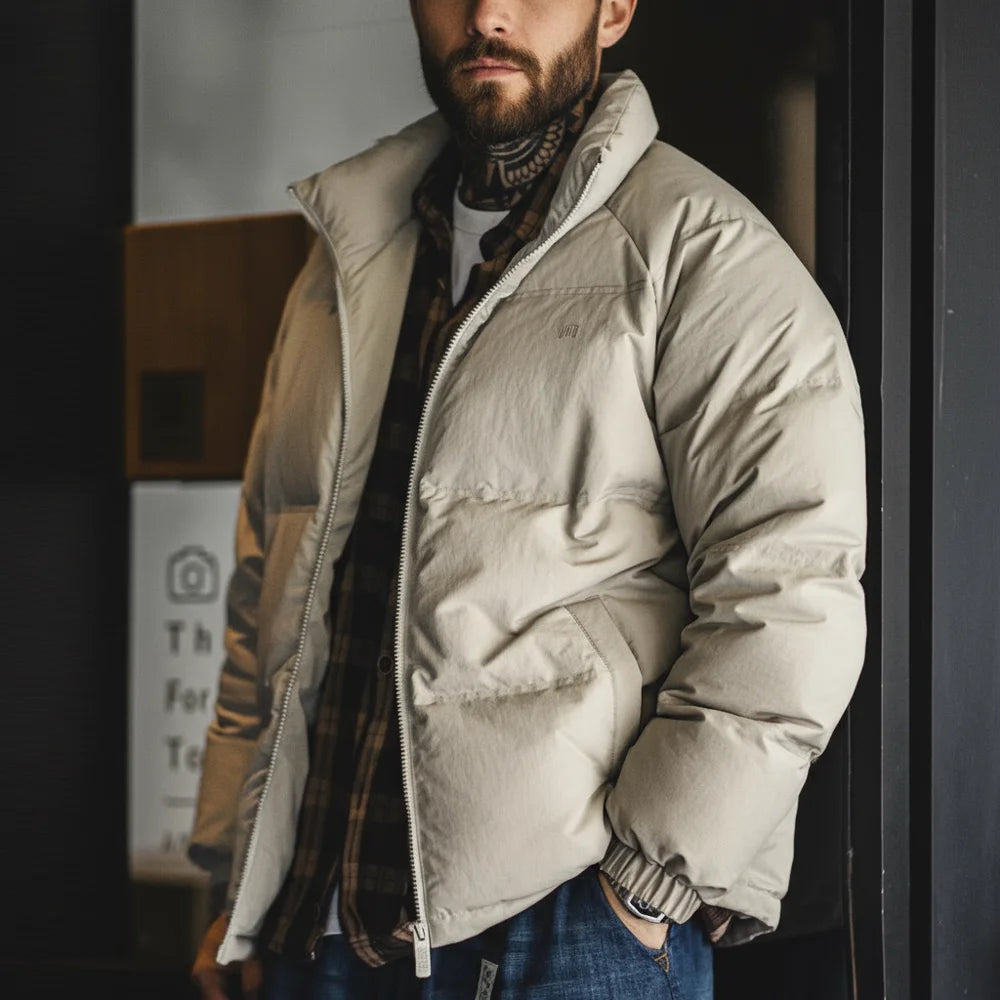 Maden Winter Down Jacket for Men White Duck Down Filling Outdoor 4-Grade Waterproof Stand-up Collar Coat Thickened Warm Jacket