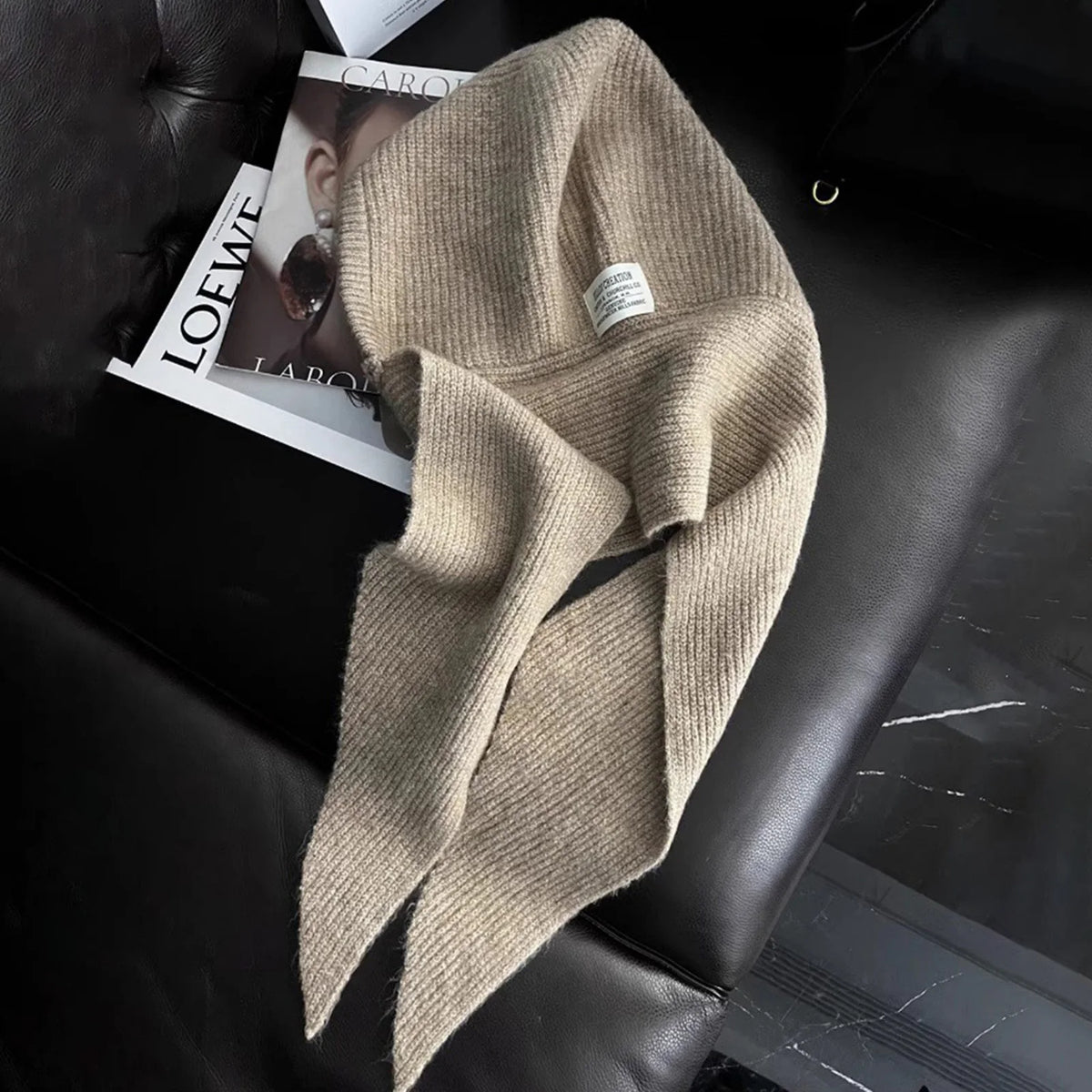 Womens Ribbed Knitted Skullies Hat with Scarf Stylish Solid Color Hooded Scarf for Winter Spring Fall