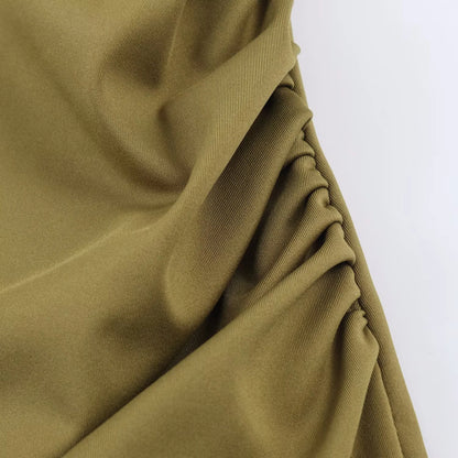 Robe femme style européen et américain, nouvelle mode, tempérament élégant, coupe ajustée, couleur unie, décolleté discret