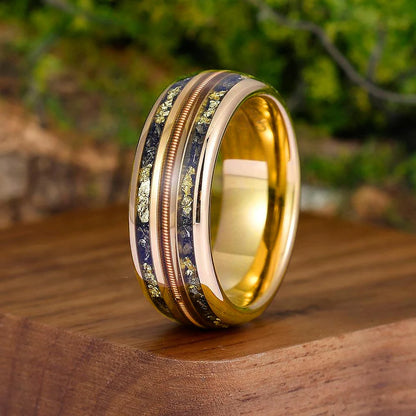 Bagues de mode en acier inoxydable argenté de 8 mm pour hommes, bagues incrustées de météorite en coquille d'ormeau rose pour hommes et femmes, bijoux de mariage