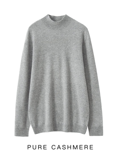 New Men's 100% Merino Wool Mock Neck Pullover Soft Warm Jumpers Quality Cashmere Sweater Casual Smart Knitwear Basic Tops Clothi